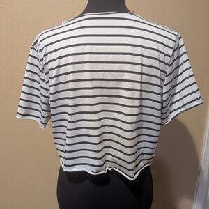 SHEIN Black and White Striped Short Sleeve Tee